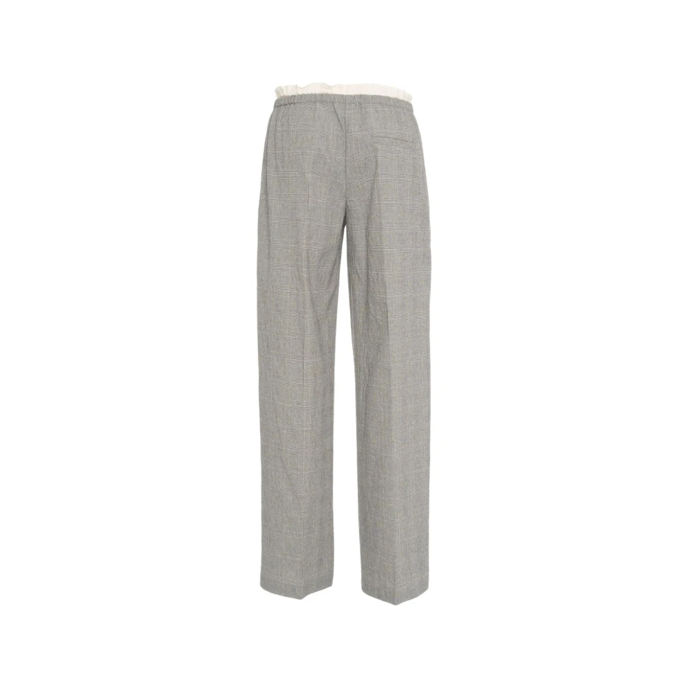 8pm Grijze Wijde Pijp Broek Glencheck Patroon Gray Dames