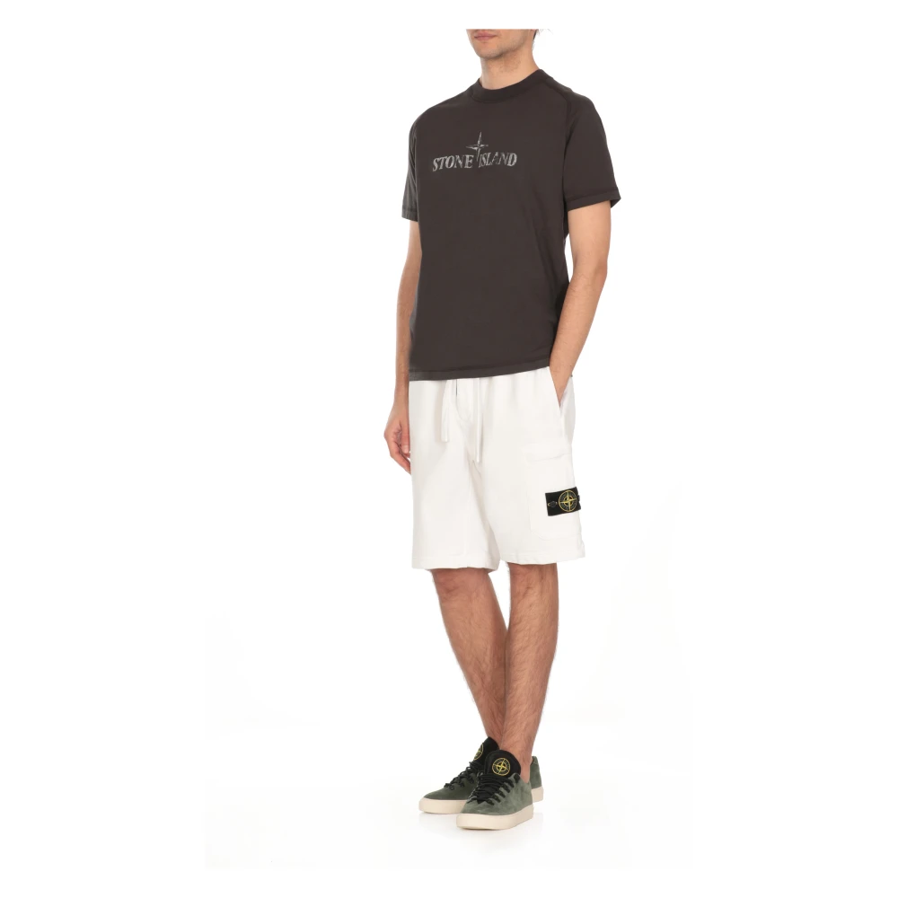 Stone Island Witte katoenen Bermuda shorts met zakken White Heren