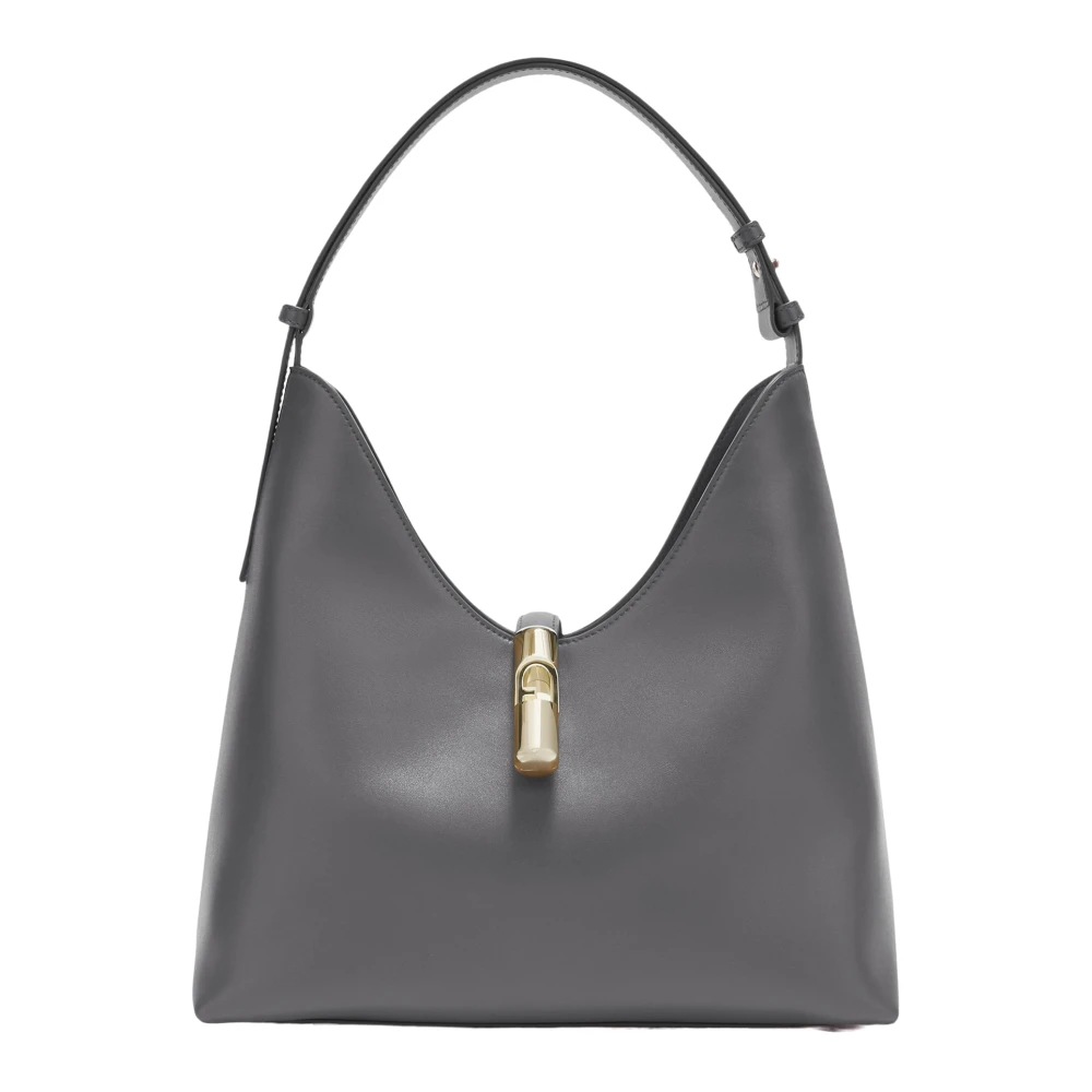 Furla Vrouw Grijs Tassen Dames, One Size, Leer, Goccia Schoudertas M