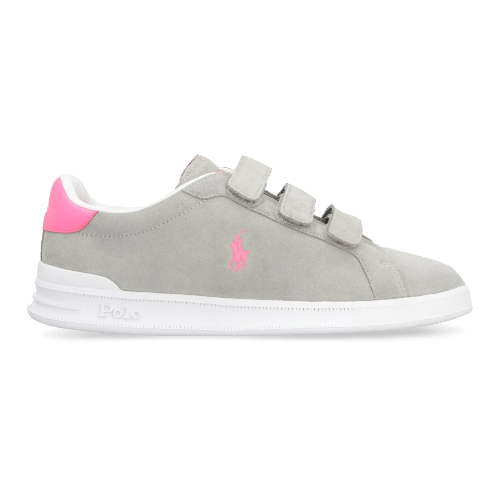Polo Ralph Lauren Lage Suede Sneakers met Contrasterende Hak Dames Schoenen Grijs