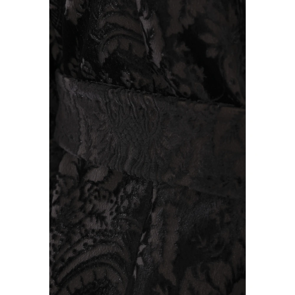 Max Mara Zwart Fluweel Bloemen Damast Jas Black Dames