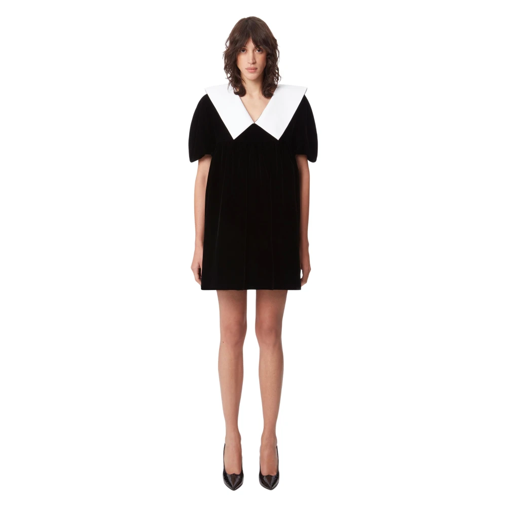 Nina Ricci Zwarte Velvet Babydoll Jurk Black Dames