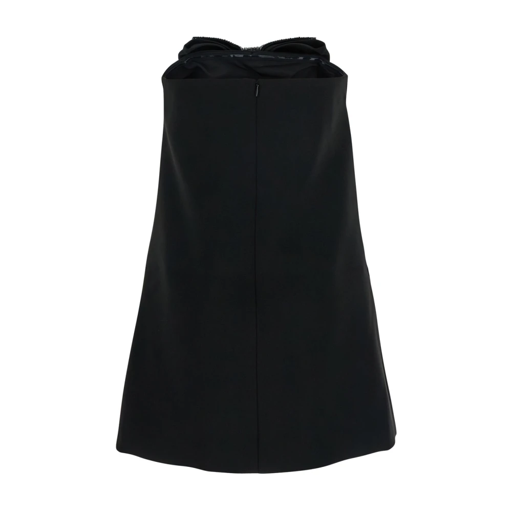 Self Portrait Zwarte Mouwloze Minijurk met Oversized Strik Black Dames