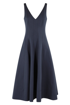 blue-v-neck-midi-dress