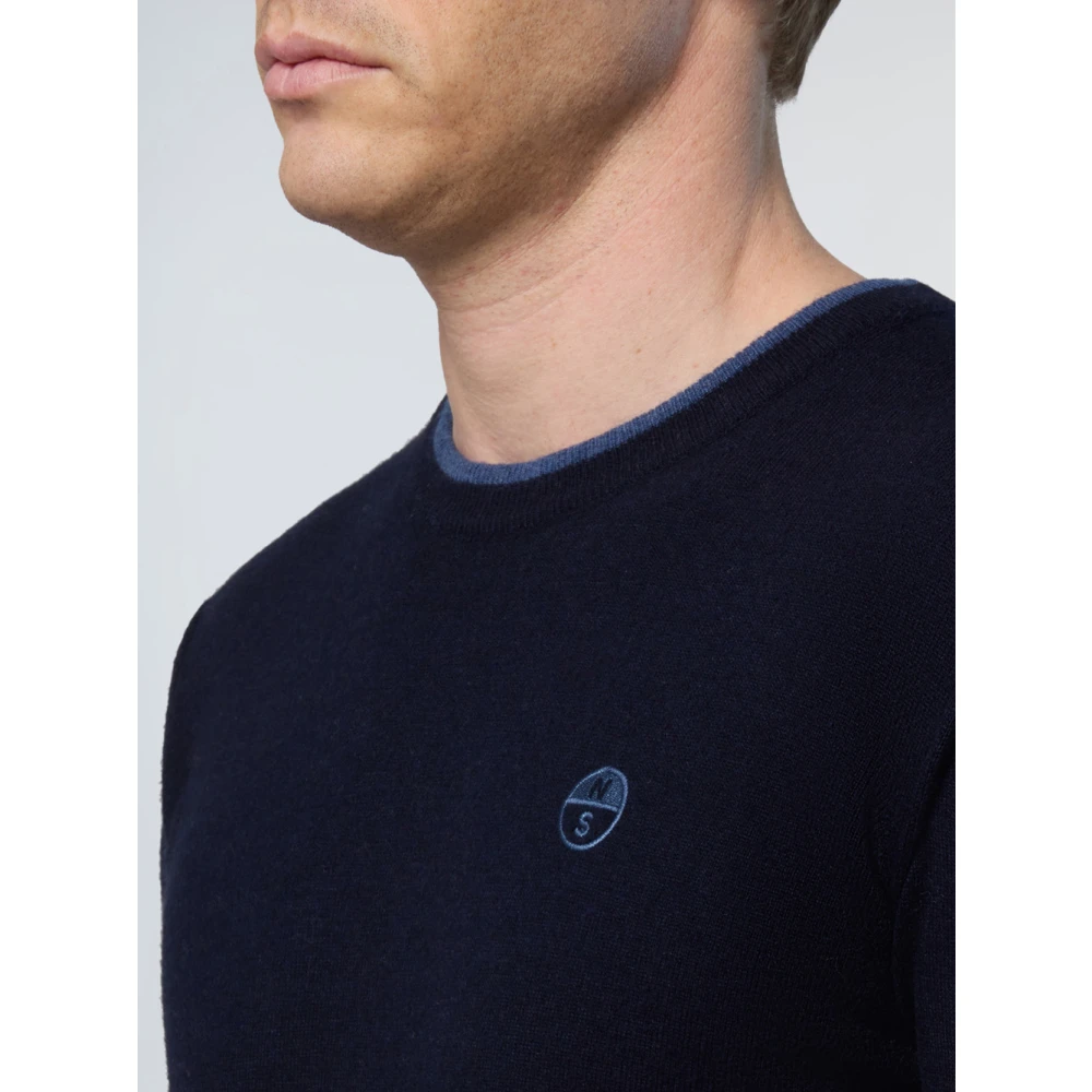 North Sails Blauwe trui met contrastbies Blue Heren