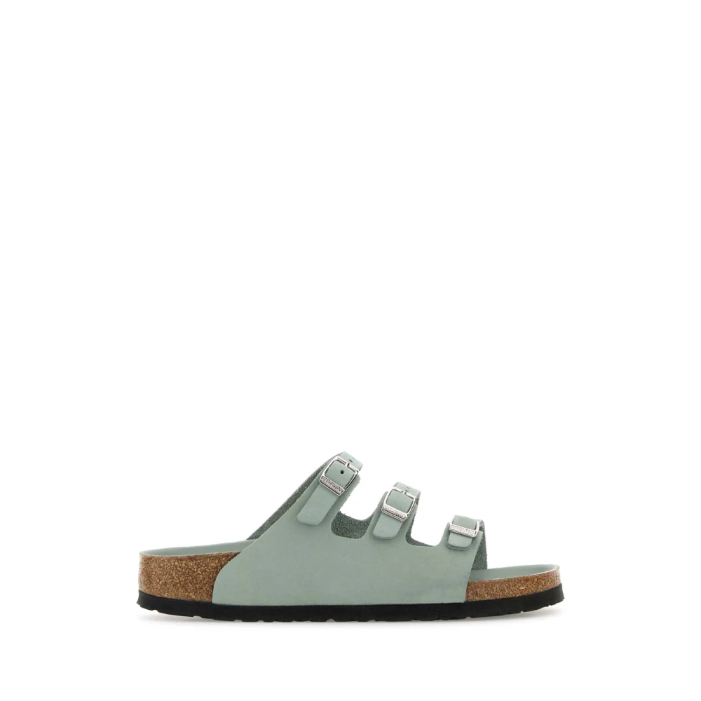 Birkenstock Women's Green Sliders, 6 Uk, Mint Leather Florida Slippers