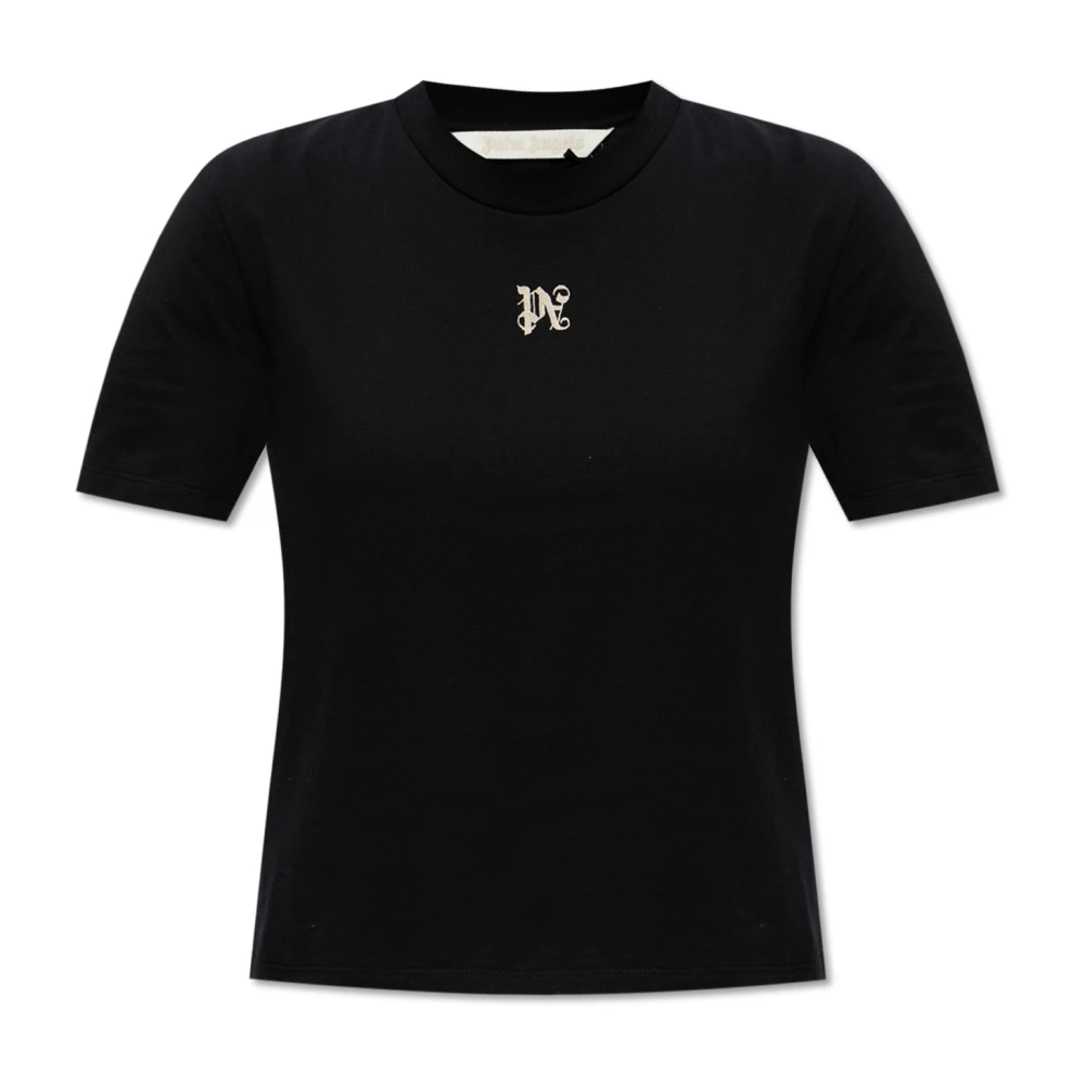Palm Angels Zwart Logo Geborduurde Boxy Fit T-Shirt Black Dames