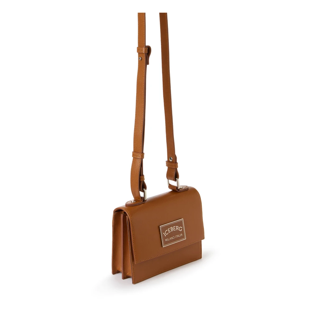 Iceberg Mini handtas met bovenhandvat in coccio-gekleurd Saffiano leer Brown Dames