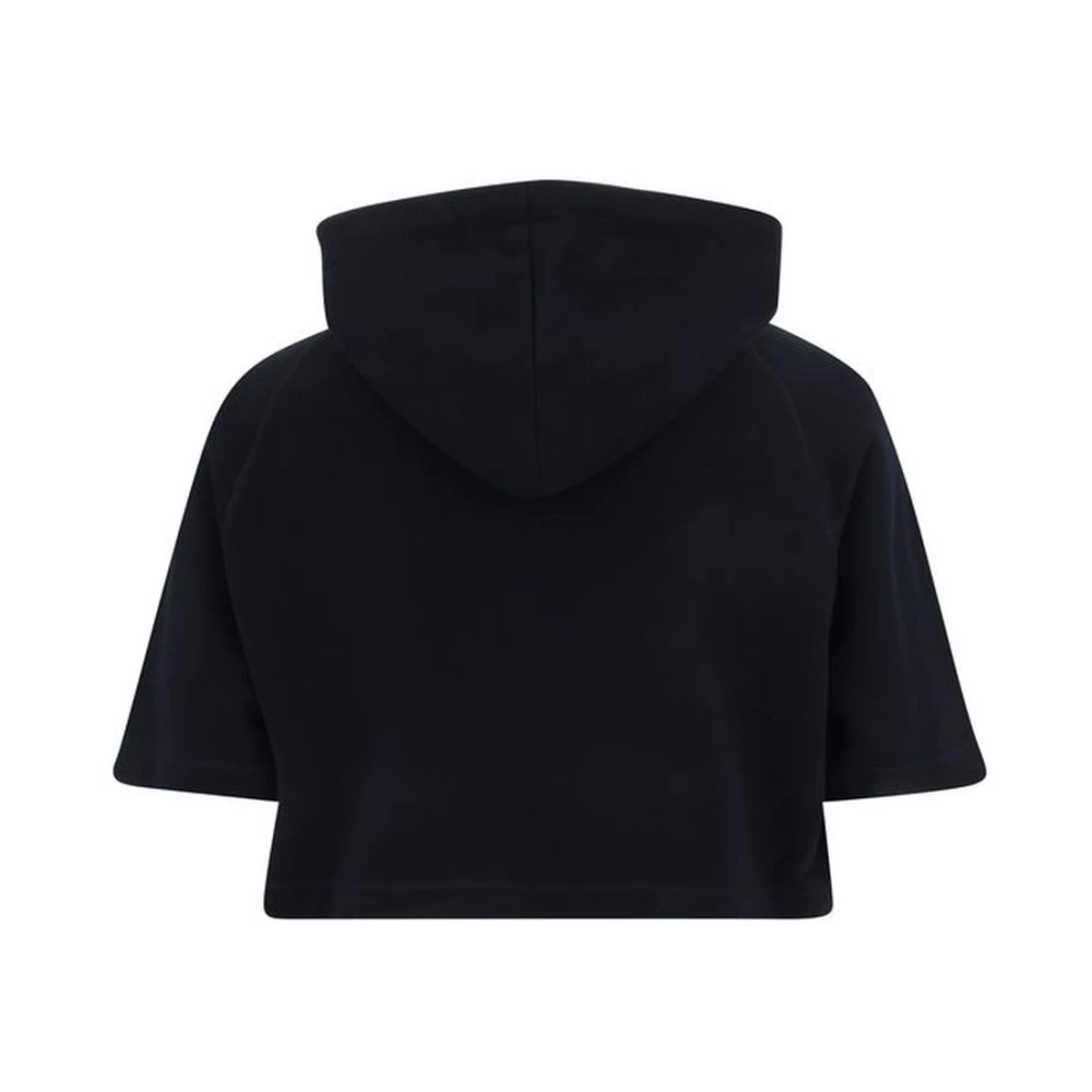 Moschino Monochrome Cropped Katoenen Hoodie met Trekkoord Black Heren