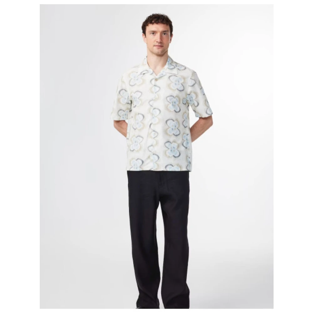 Nn07 Korte Mouw Hawaiiaanse Stijl Overhemd White Heren