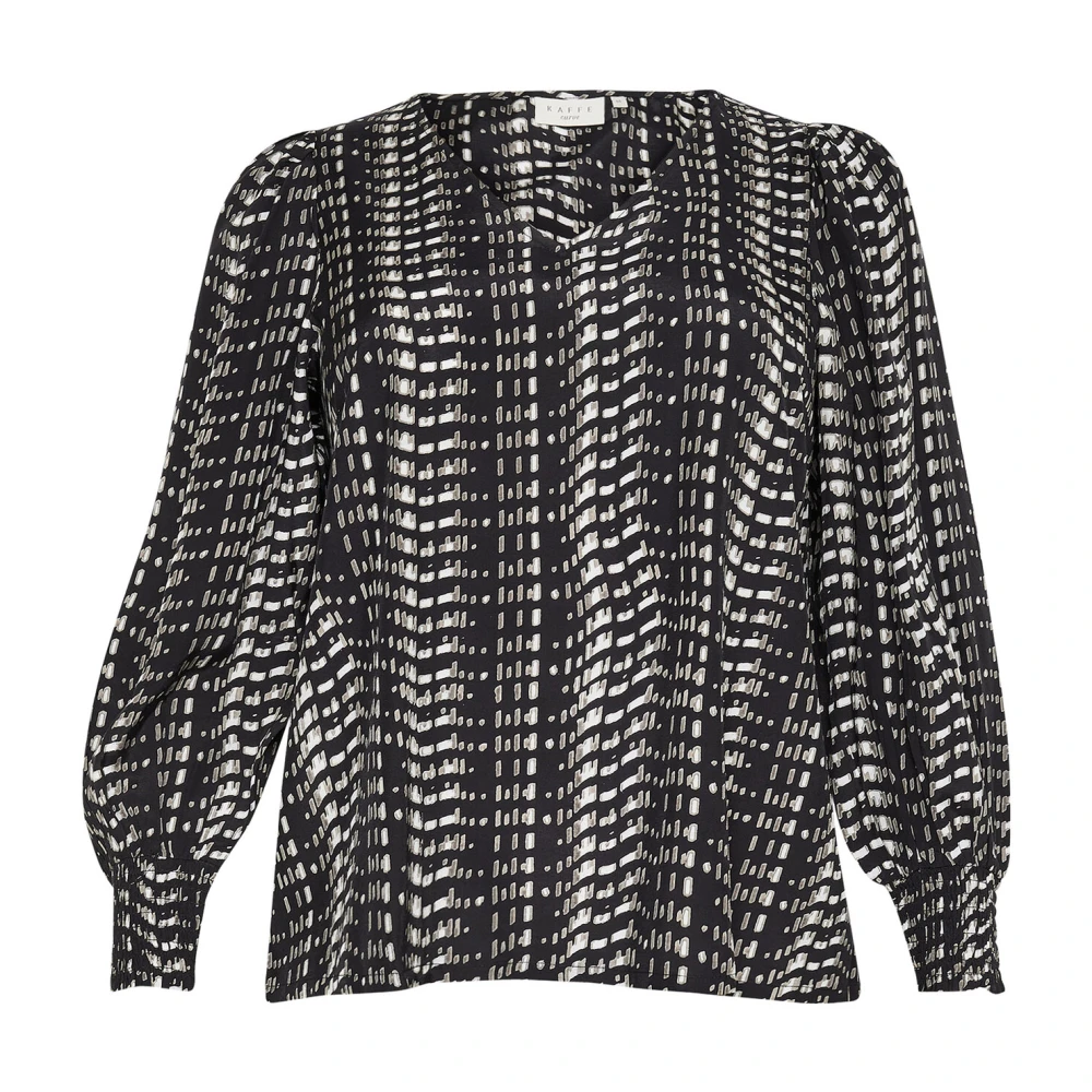 Kaffe Curve Elegante Blouse met Grafische Print Black Dames