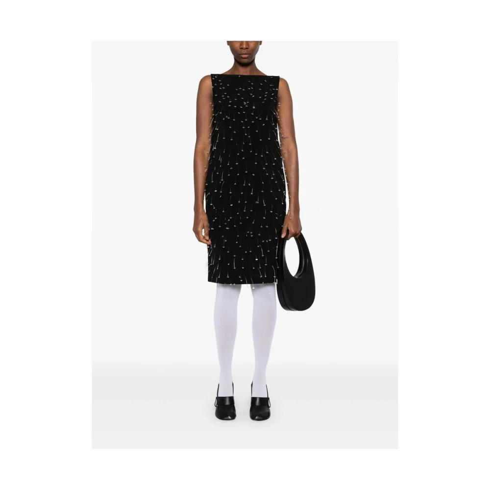 Moschino Zwarte Bootnek Mouwloze Jurk Black Dames
