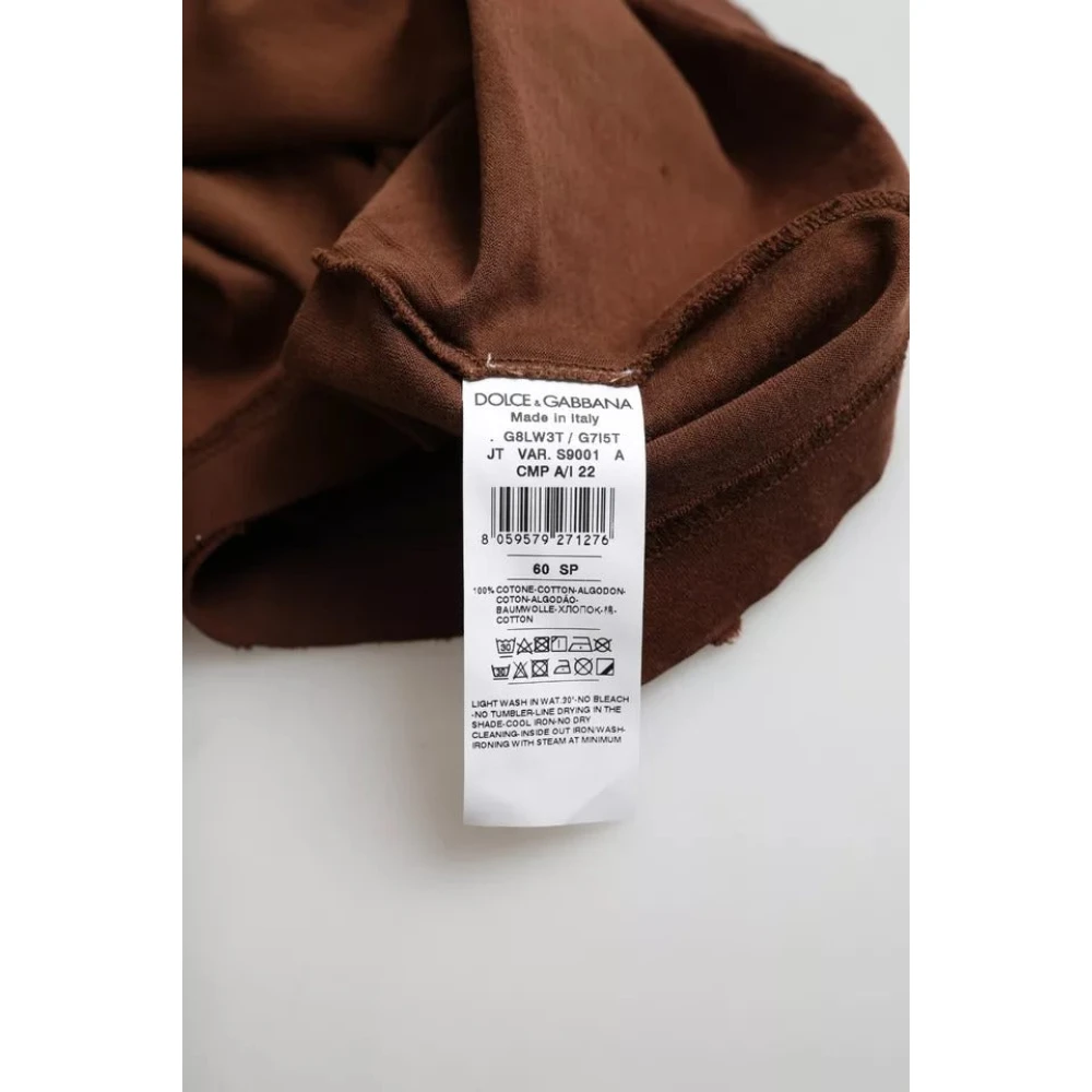 Dolce & Gabbana Bruin Katoenen T-shirt met Kleurspetters Brown Heren