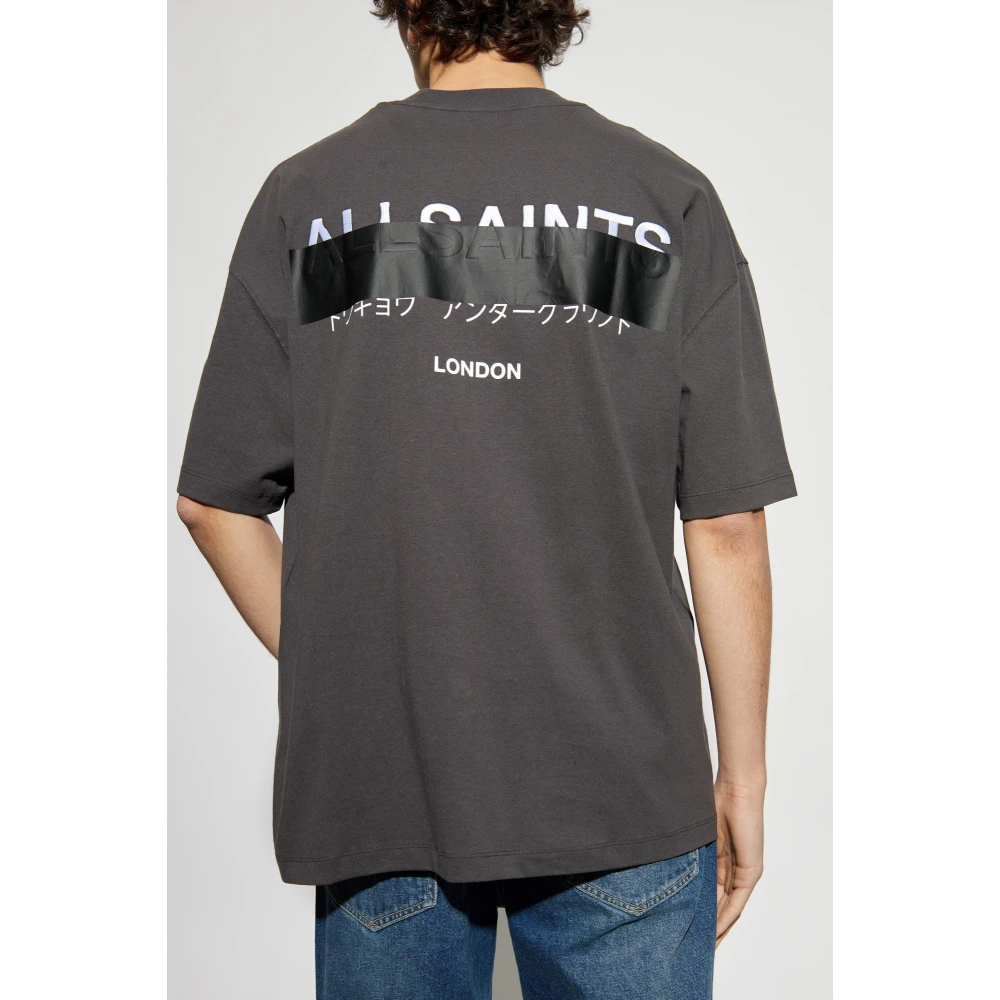 AllSaints Oversized T-shirt met geborduurd logo Gray Heren