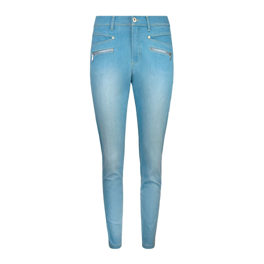 2-Biz Blue Light Denim Trousers With Zipper Pockets - Female - Skinny Fit Jeans - 3XL - Jeans