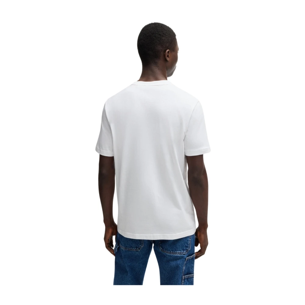 Hugo Boss Heren Katoenen Ronde Hals T-shirt Wit White Heren