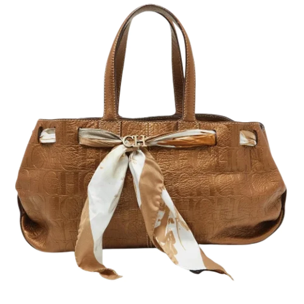 Carolina Herrera Pre-owned Leather totes Brown Dames