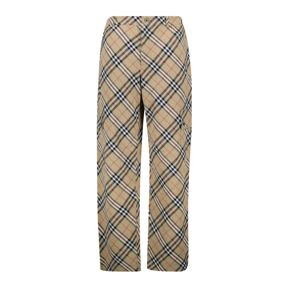 Burberry Geruite Rechte Broek Lente-Zomer 2025 Beige Heren