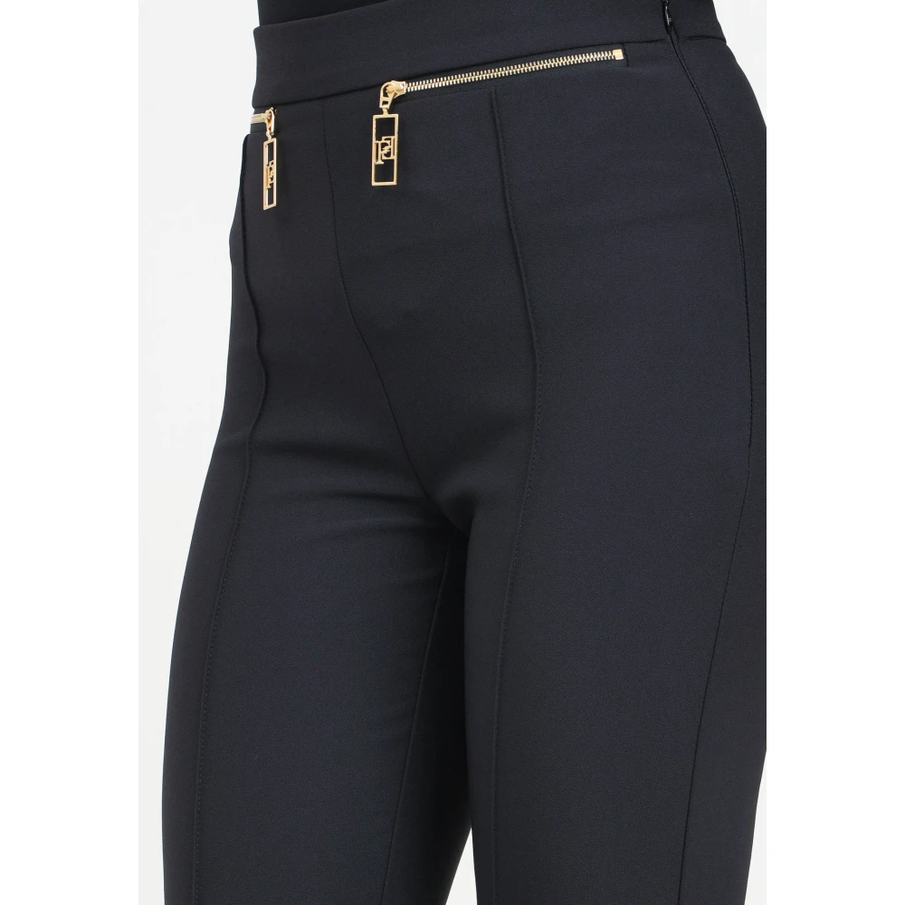 Elisabetta Franchi Zwarte Slim-Fit Enkel-Lengte Broek Black Dames