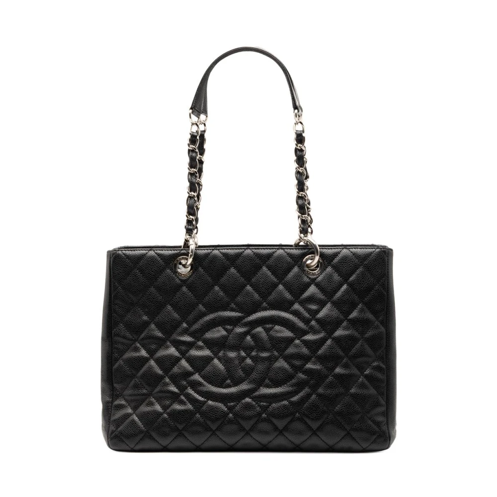 Chanel Vintage Women's Black Vintage Tote Bags, One Size, Pre-Owned Quilted Shoulder Bag