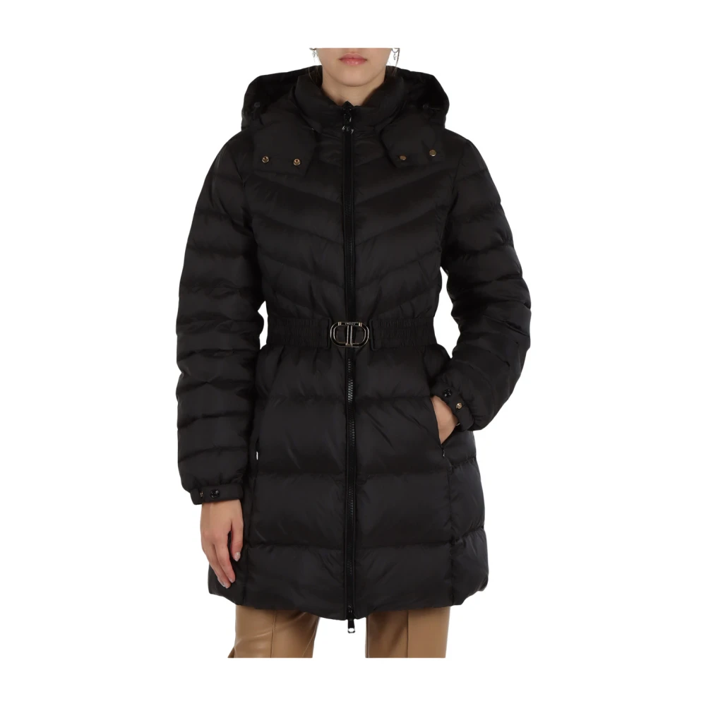 Twinset Gewatteerde Pufferjas met Afneembare Riem Black Dames