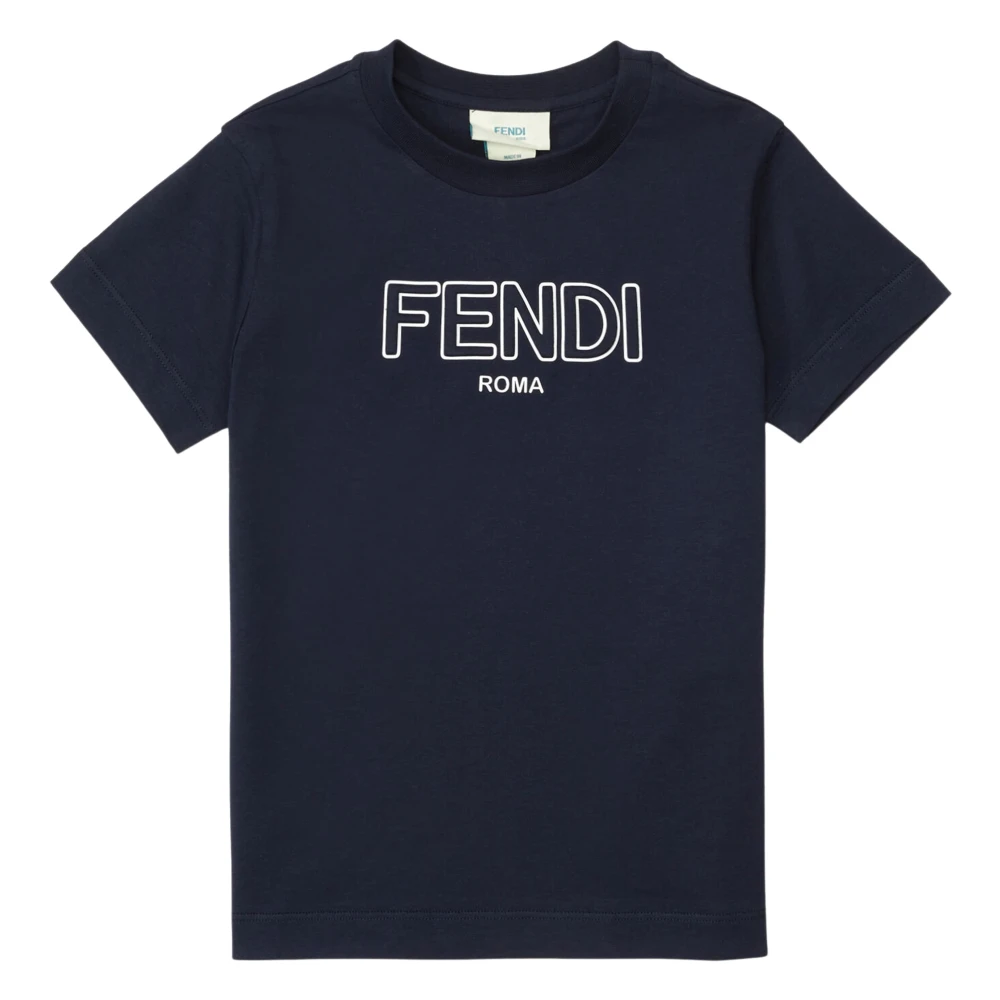 Fendi Unisex Kids Blue Logo T-Shirt - Kids Short Sleeve T-Shirts - 5 Y - Kids