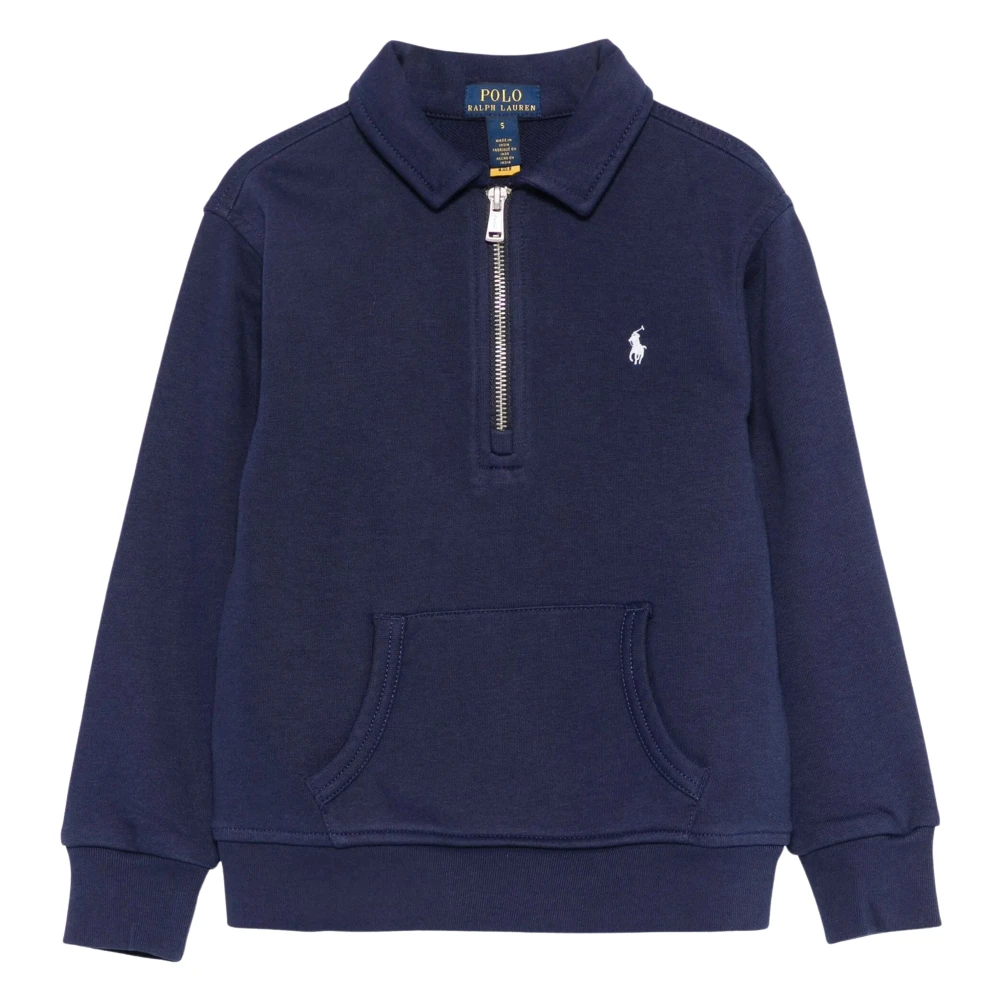 Ralph Lauren Boys Blue Kids Sweatshirts, 10 Y, Half Zip Sweatshirt