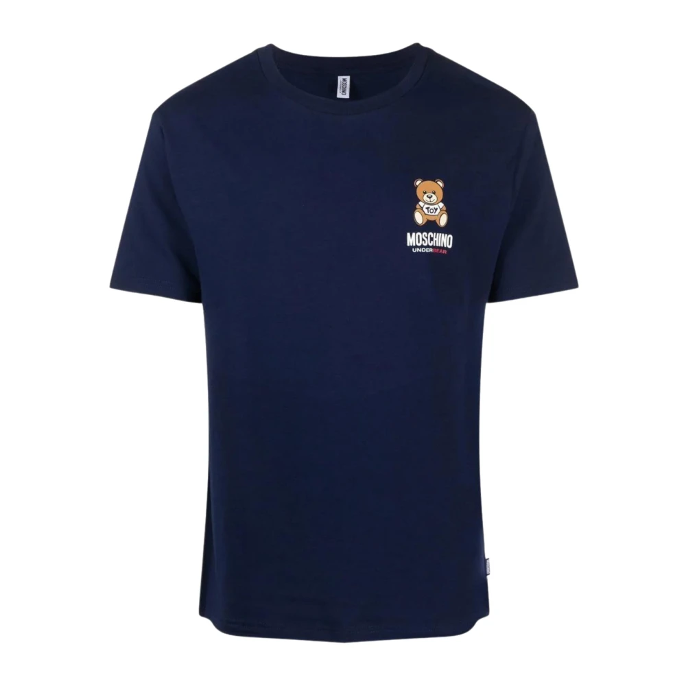 Moschino Men's Blue T-Shirts, S, Teddy Bear Print Navy T-Shirt