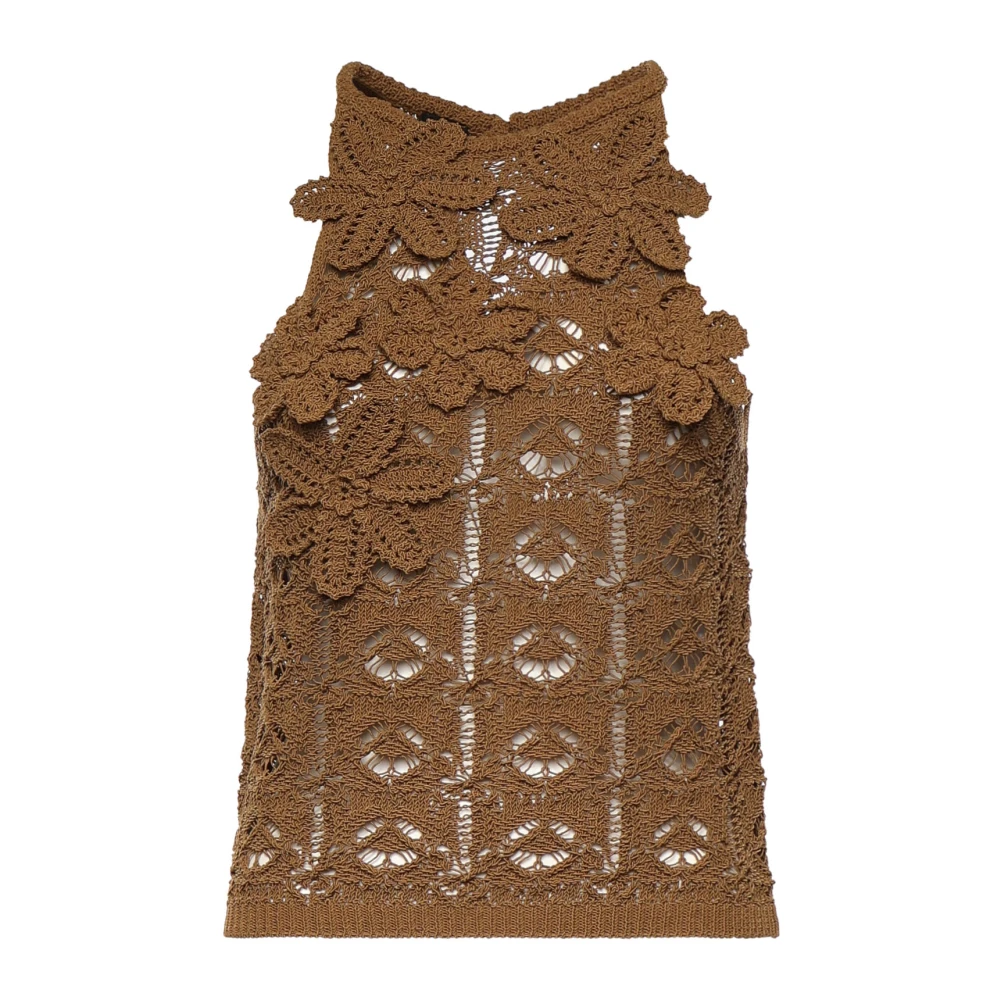 Pinko Women's Brown Sleeveless Tops - Sleeveless Tops - S - Tops