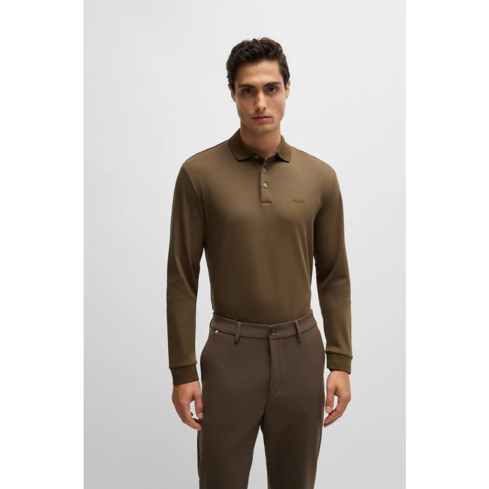 Hugo Boss Lange Mouw Polo Shirt Green Heren