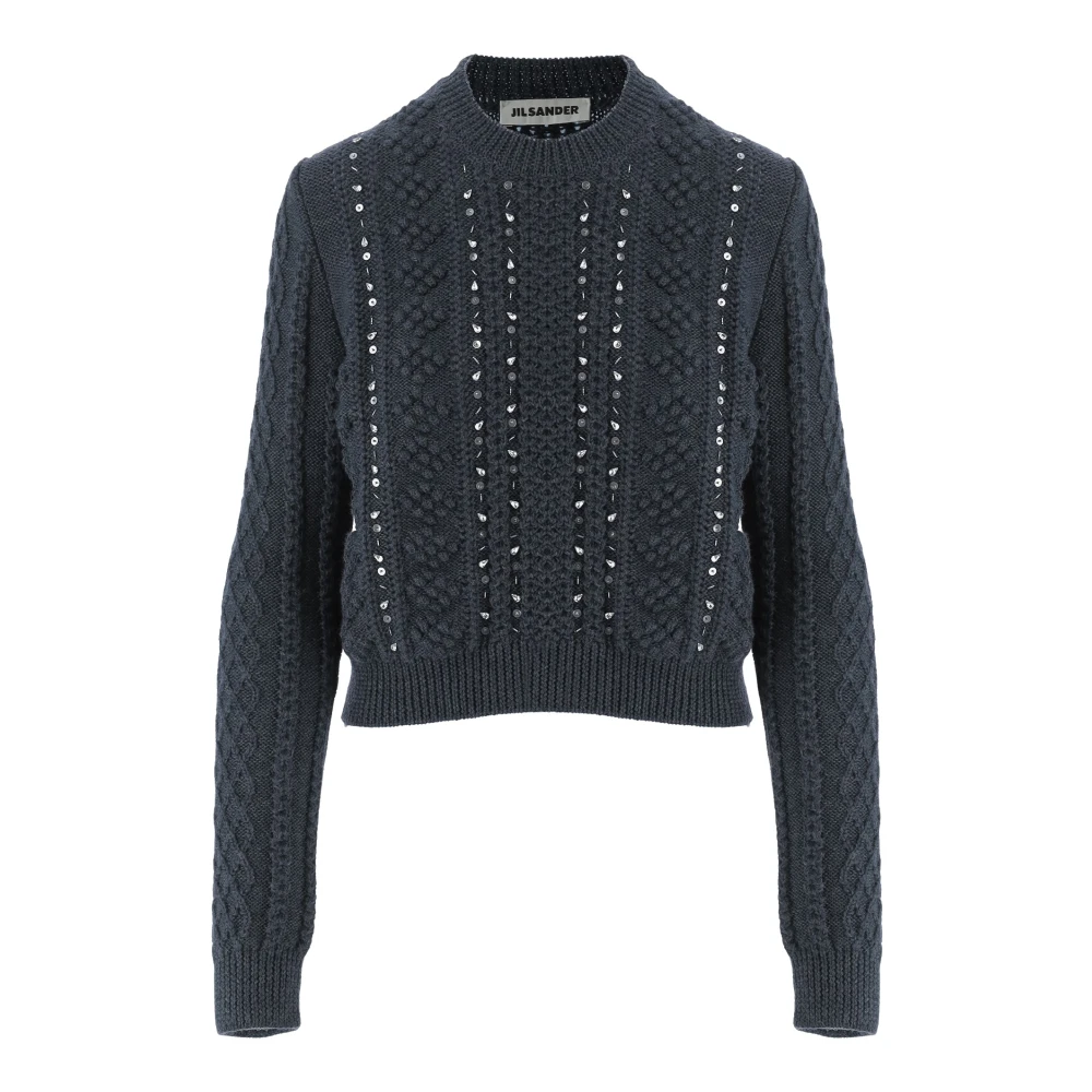 Jil Sander Donna Blu - Maglione In Lana Girocollo - Knitwear - L