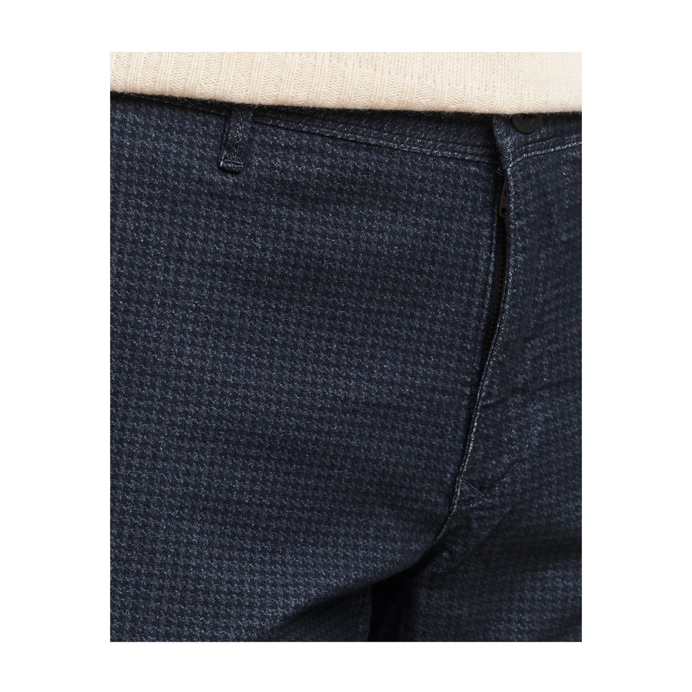 Incotex Blauwe Houndstooth Slim Katoenen Broek Blue Heren