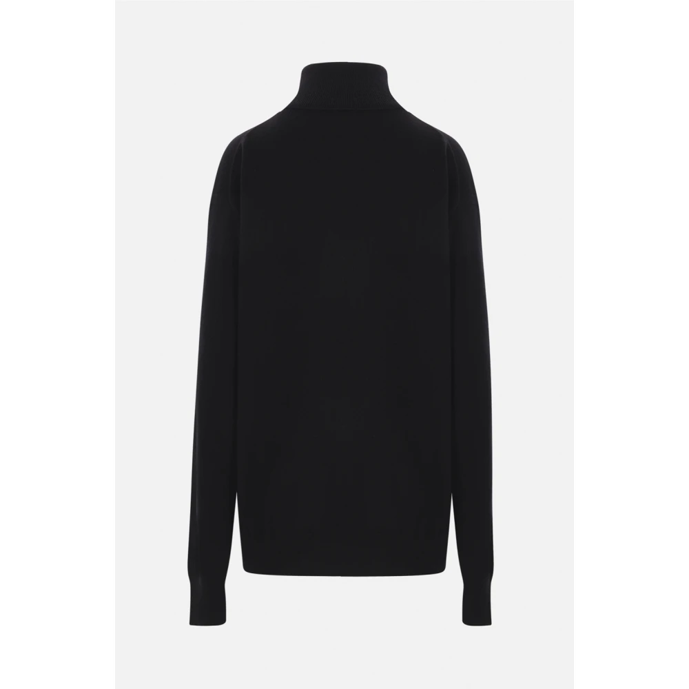 Dries Van Noten Zwarte Kasjmier Coltrui Trui Black Dames