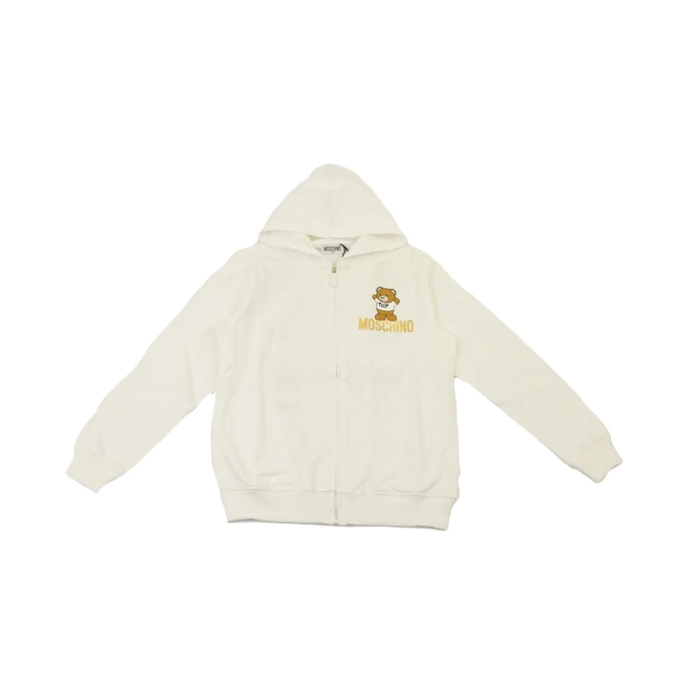 Moschino Logo Print Dragkedja Hoodie Beige, Unisex