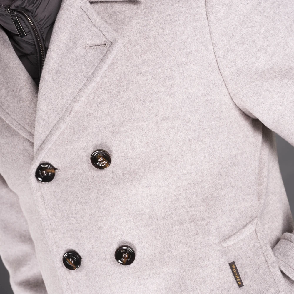 Moorer Gewatteerde dubbelrijige peacoat Beige Heren