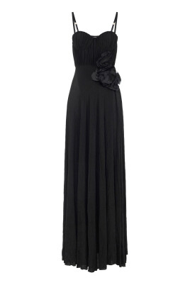 robe-longue-noire-florale