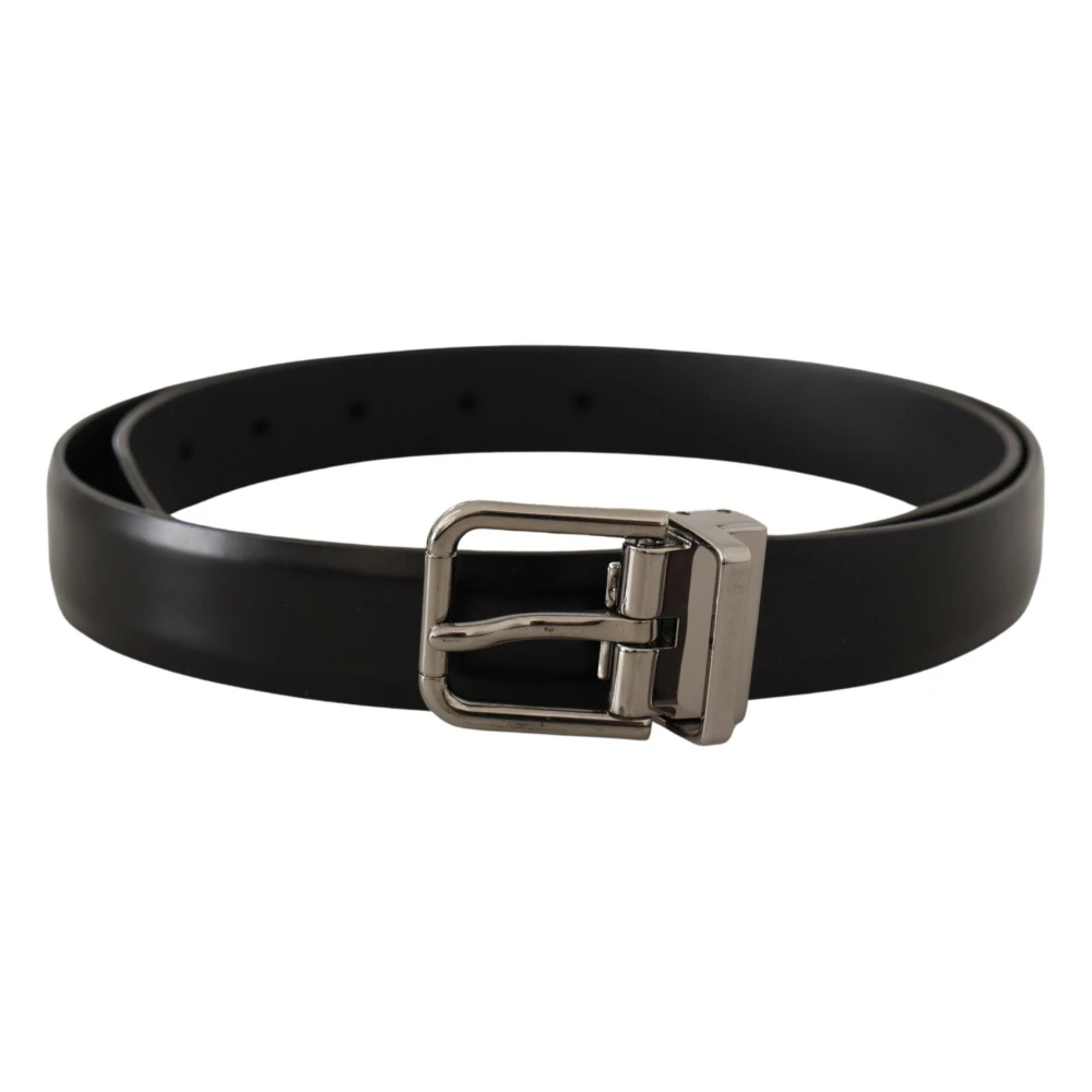 Dolce & Gabbana Zwarte leren riem met metalen gesp Black Heren