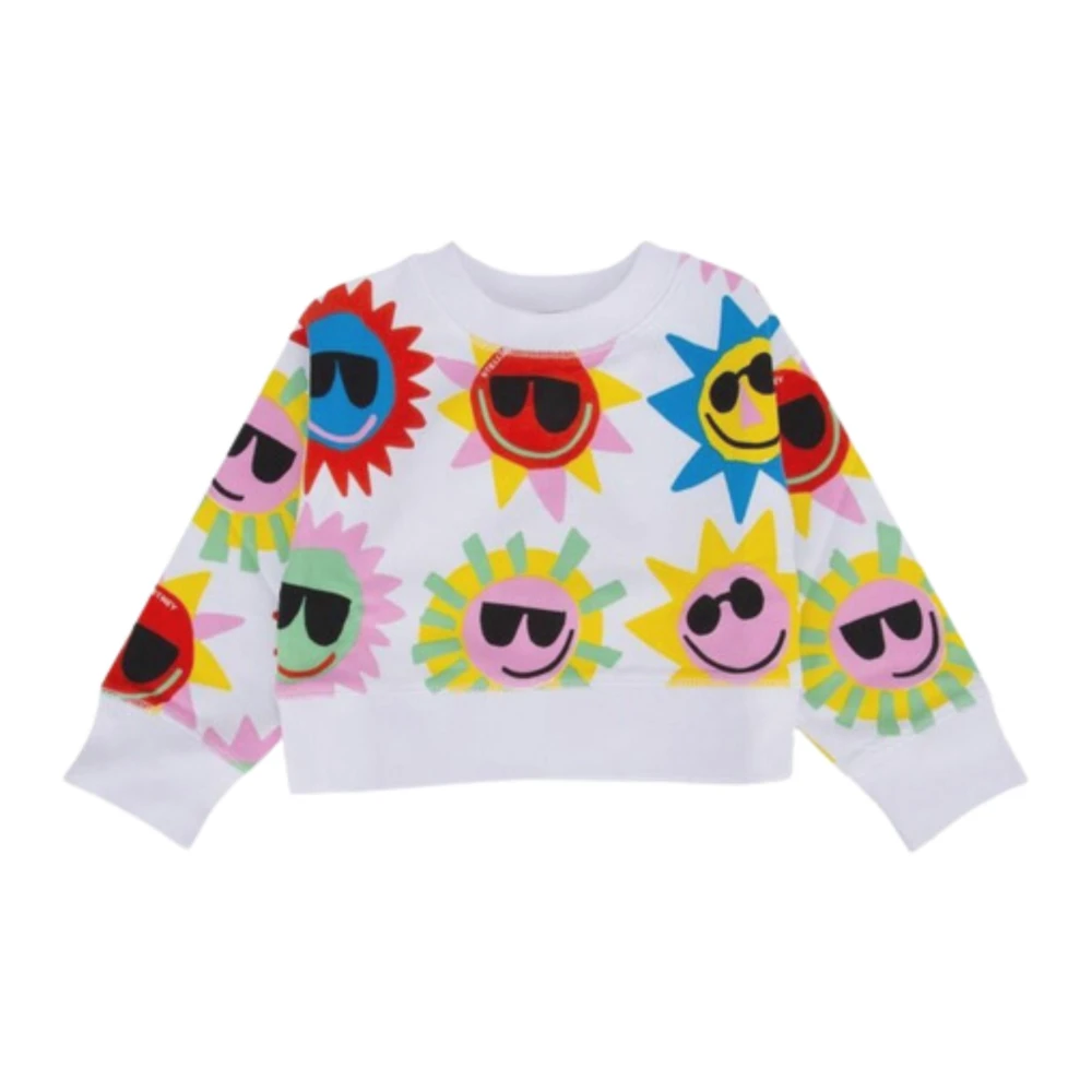 Stella McCartney Färgglad Cropped Sweatshirt med Ribbstickad Nederkant Multicolor, Flicka