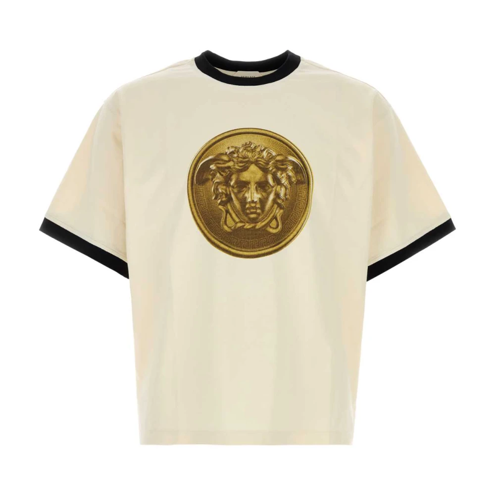 Versace Men's White Printed Cotton-Jersey Regular T-Shirt - T-Shirts - M - Tops