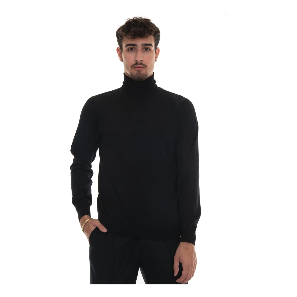Hindustrie Merino Wol V-hals Pullover Slim Fit Black Heren