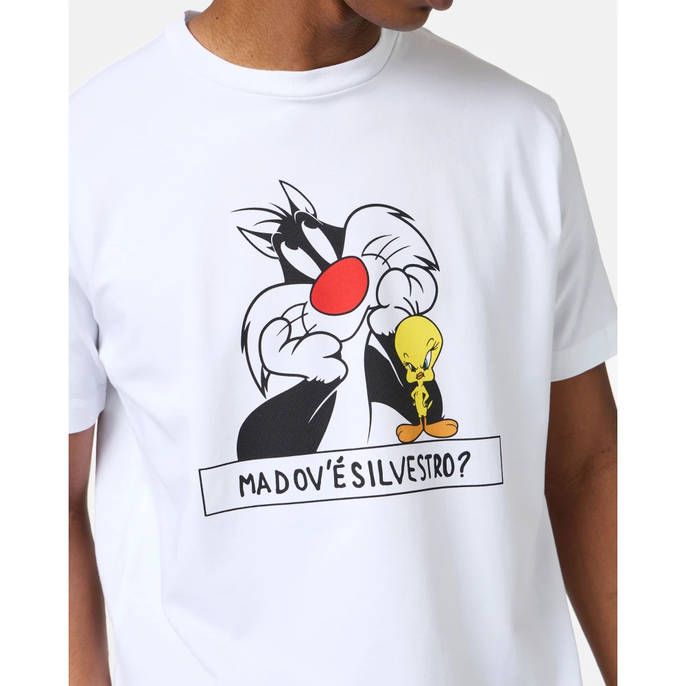 Iceberg Wit katoenen T-shirt met Looney Tunes-print White Heren