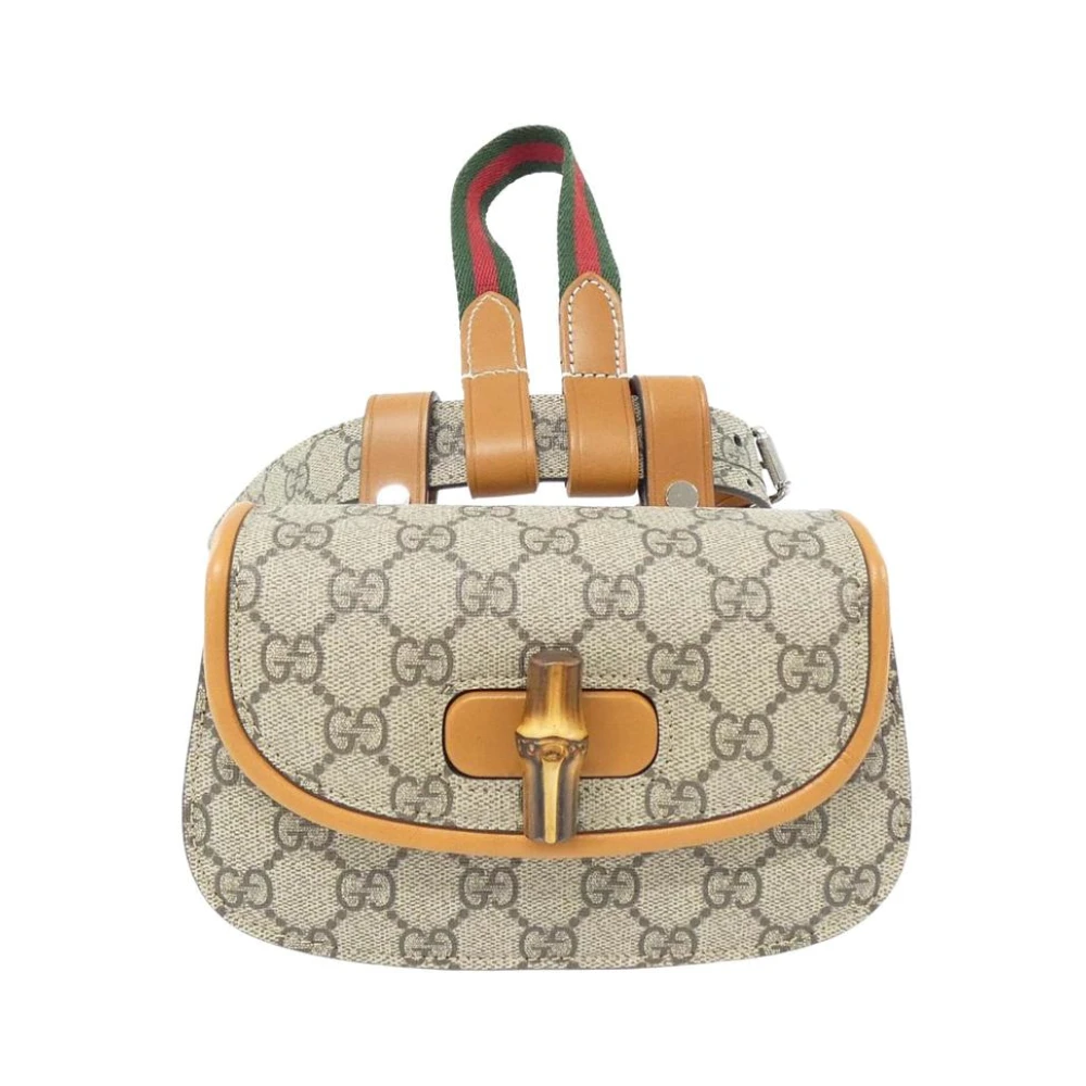 Gucci Vintage Tweedehands Gucci GG Canvas Bamboo Clutch