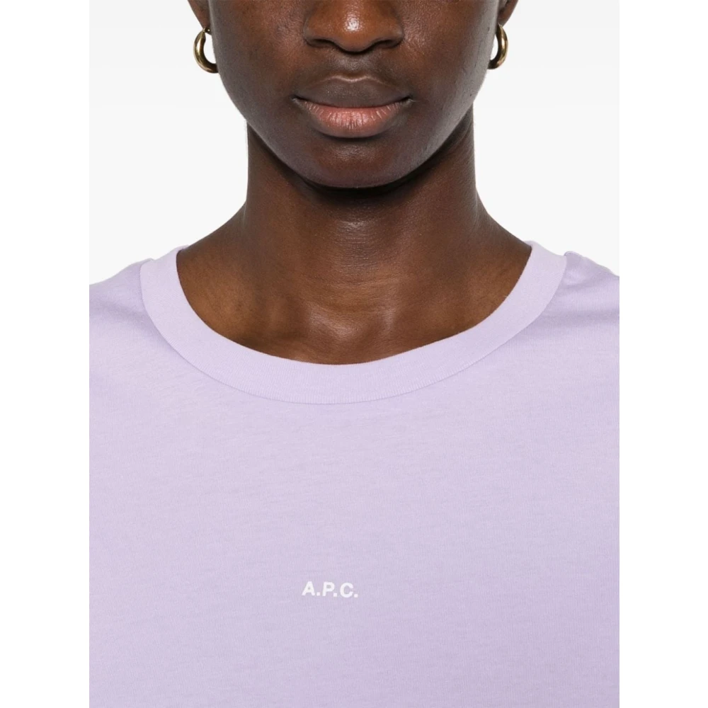 A.p.c. Paarse Logo Print T-shirt Purple Dames