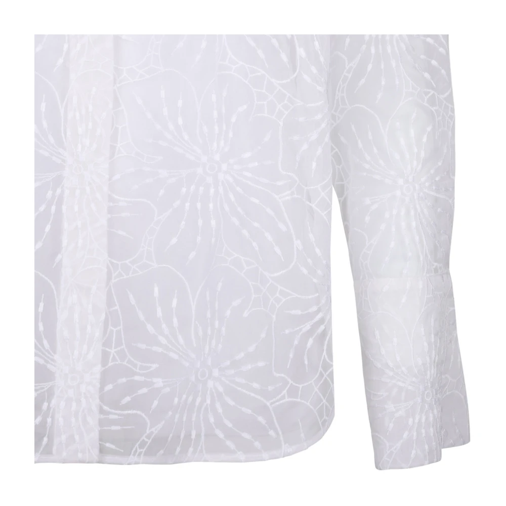 Genny Witte Orchideeën Borduurwerk Shirt White Dames