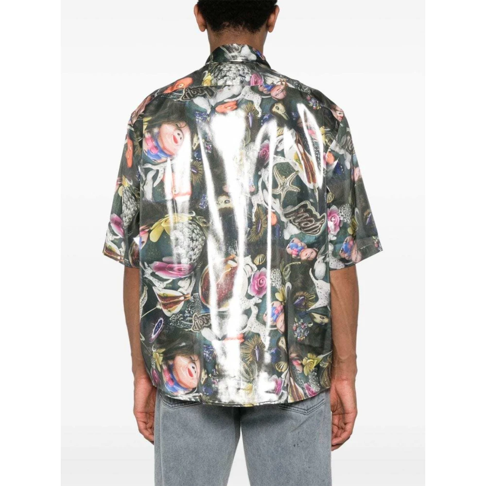 Acne Studios Grafisch-print lamé shirt Multicolor Heren