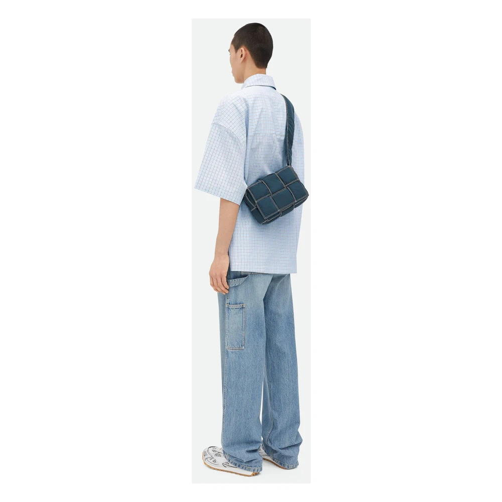 Bottega Veneta Blauwe Crossbodytas met Weefpatroon Blue Heren