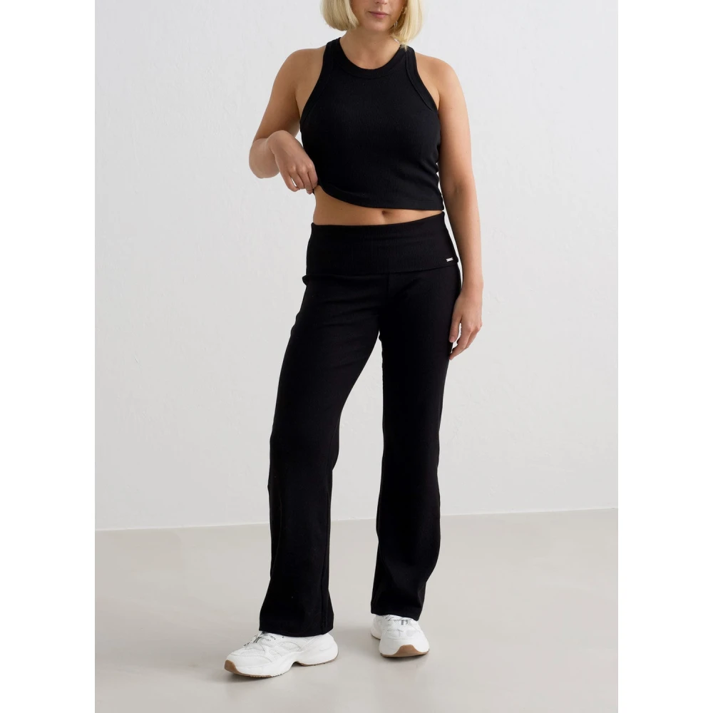 Aim'n Geribbelde Petite Loungebroek Black Dames