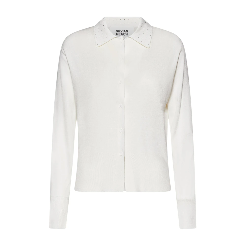 Silvian Heach Donna Bianco Maglia Con Colletto E Dettagli Decorativi