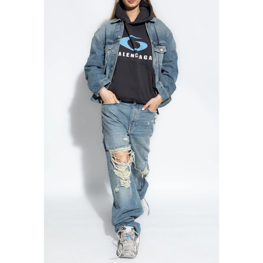 Balenciaga Denim Jas met Vintage Effect Blue Dames