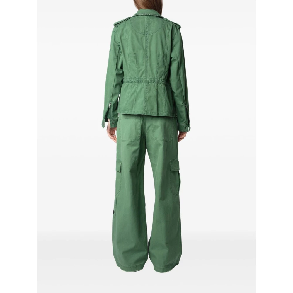Zadig & Voltaire Groene Katoenen Jas met Studs Green Dames